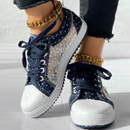 Floral Embroidered Polka Dot Print Sneakers