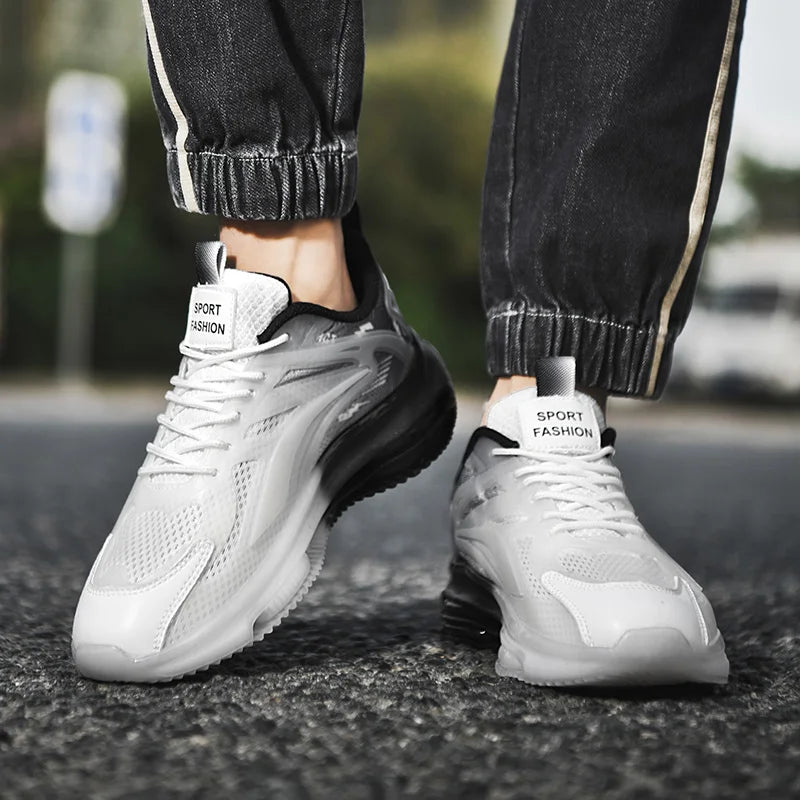 Sports Sneakers Men Thick-soled Comfortable Lace-up Running Shoes Men Lightweight Breathable Anti-slip Mesh Casual Shoes Men