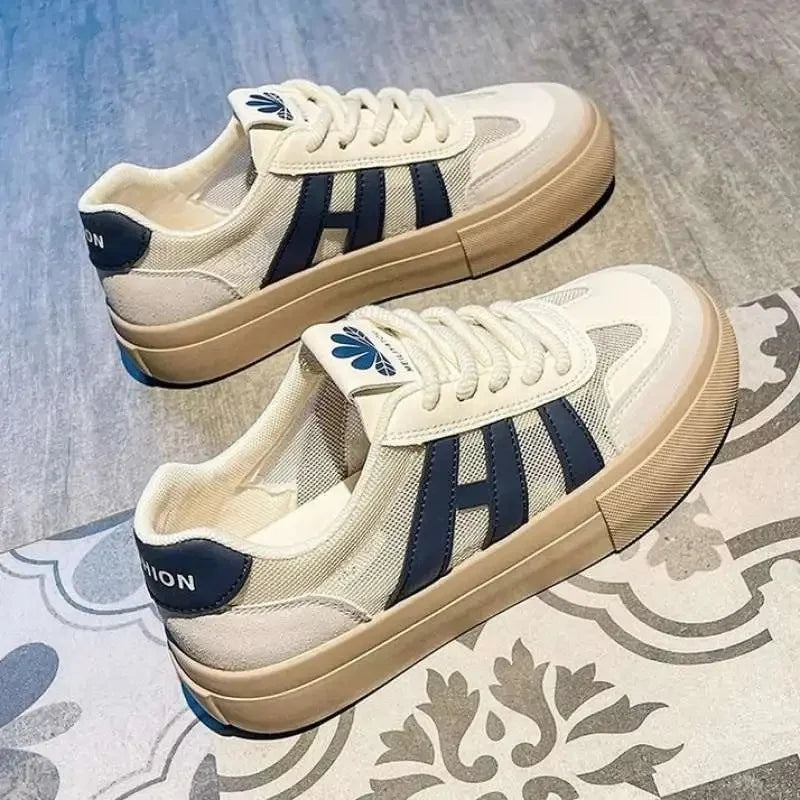 Spring Summer White Sneakers for Women – Lightweight, Anti-Slip Casual Sport Shoes with Comfortable Flat Sole