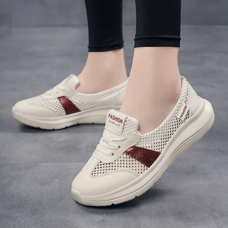 Women’s Summer Mesh Running Shoes – Lightweight, Elastic, Cushioned Casual Footwear with Balanced Support