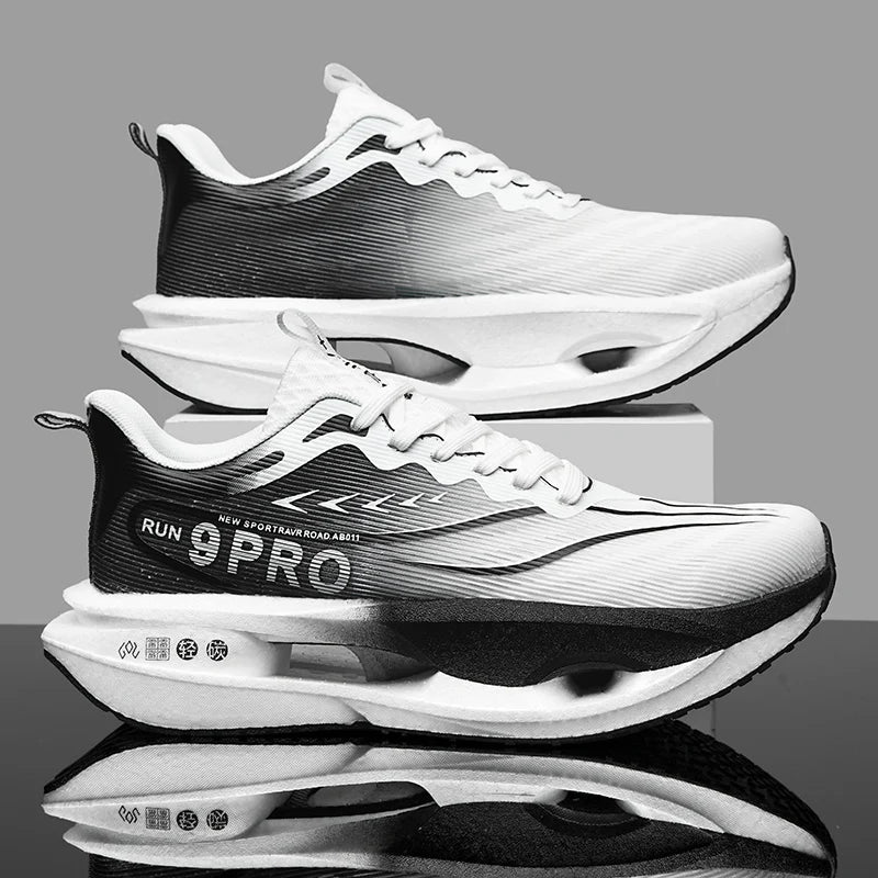New Men's Carbon Plate Sneakers Outdoor Soft Sole Mesh Sports Shoes Running Shoes Light Anti-Slip Casual Couple Tennis Shoes